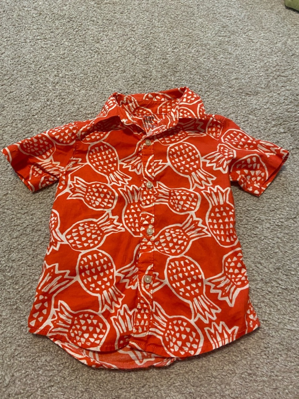 Carter's Orange Pineapple-Print Button Shirt